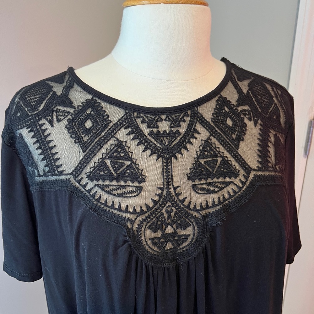 Green Envelope Lace Yoke Top